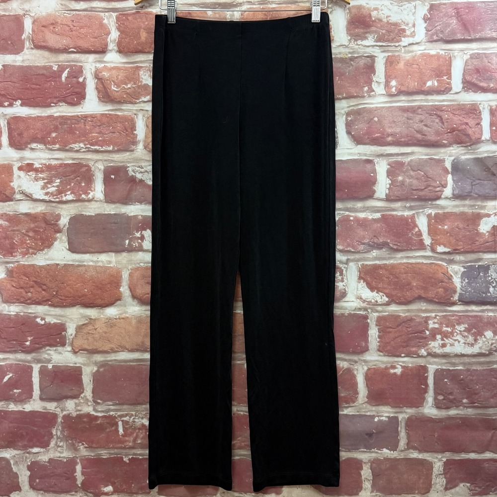 Chicos Travelers Pants Women's M Plain Black Stretchy Slinky Pull On Trousers